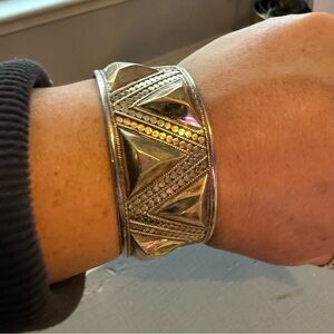 Anna Beck 925 Sterling Silver 18k Gold Plated Wide Cuff Bracelet